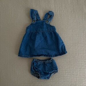Zara Baby Denim Pinafore Dress with Bloomers
